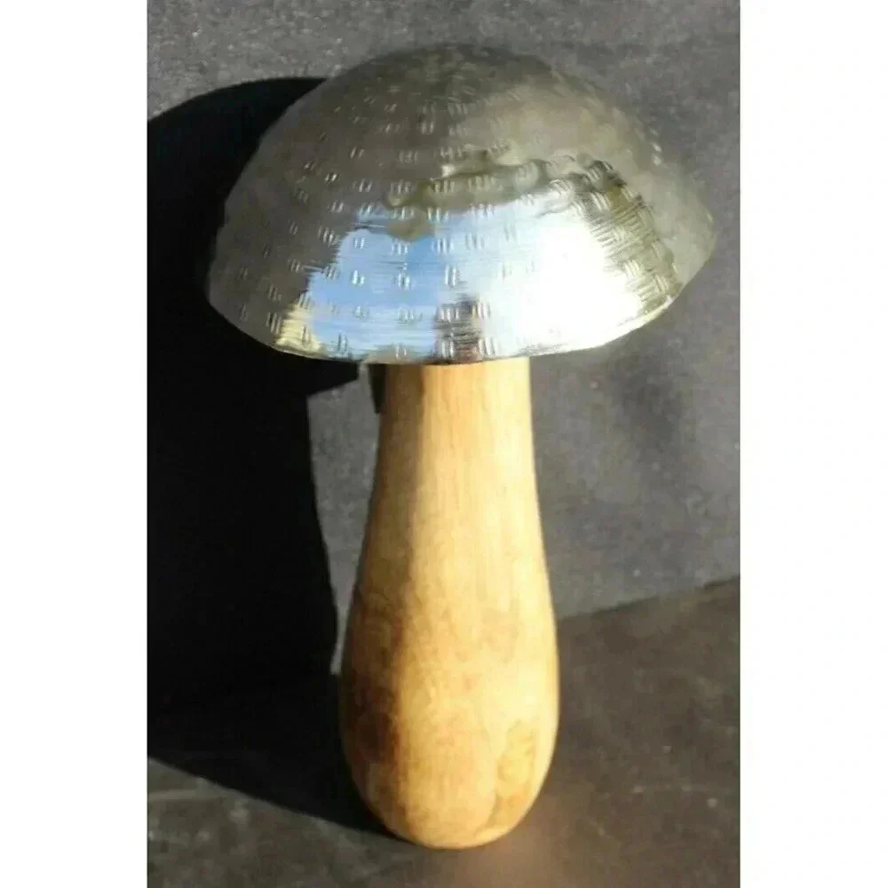 Large MCM Decorative Wood Metal Top Mushrooms Farmhouse Easter Decor Figurine